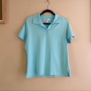 Lily Pulitzer• bright blue polo palm tree emblem size large